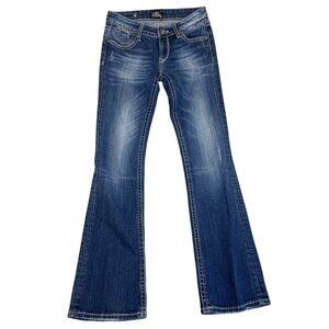 Be Rocks For Express Women's Blue  Medium Wash Rock Revival Bootcut Jeans Sz 2R